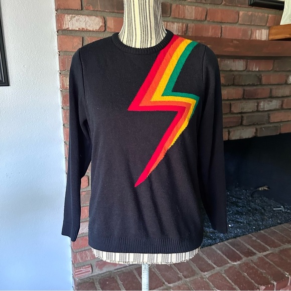 Run & Fly Lightning Bolt Jumper Sweater in Navy Blue Sz XS - Picture 3 of 9